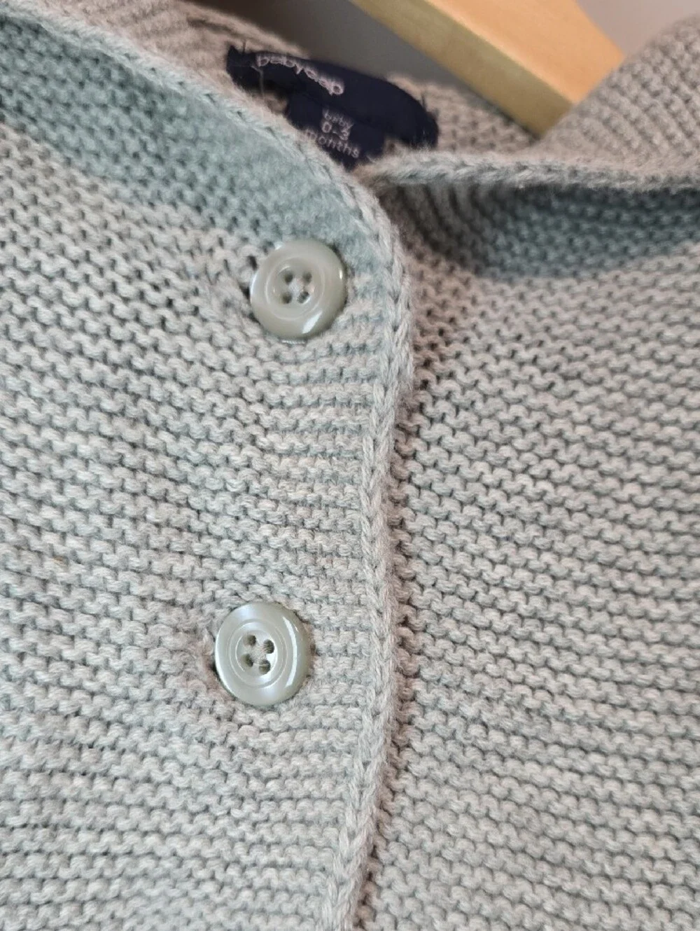 GAP Light Gray Baby Hooded Knit Cardigan with Bear Ears